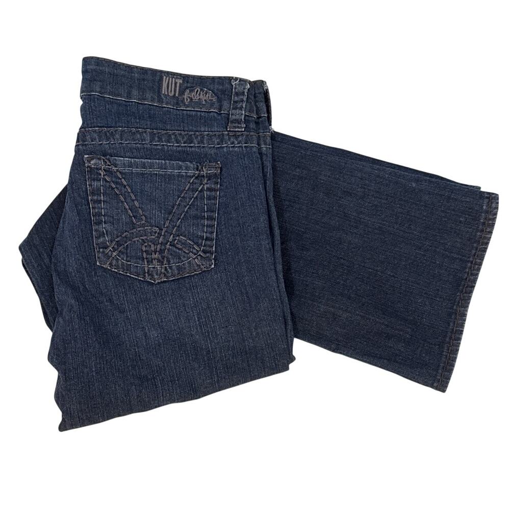 Kut From The Kloth Dark Wash Embellished Bootcut Jeans Sz 8 Blue Denim KP520MB6